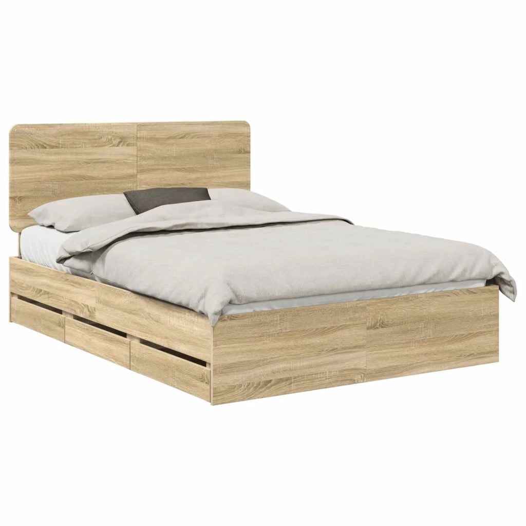 Struttura del letto con cassetto Rovere Sonoma 140 x 190 cm 3412597