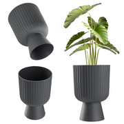 Vaso da fiori KADAX, vaso per fiori, da giardino, con coperchio in plastica, 14 cm, supporto per fiori, grigio