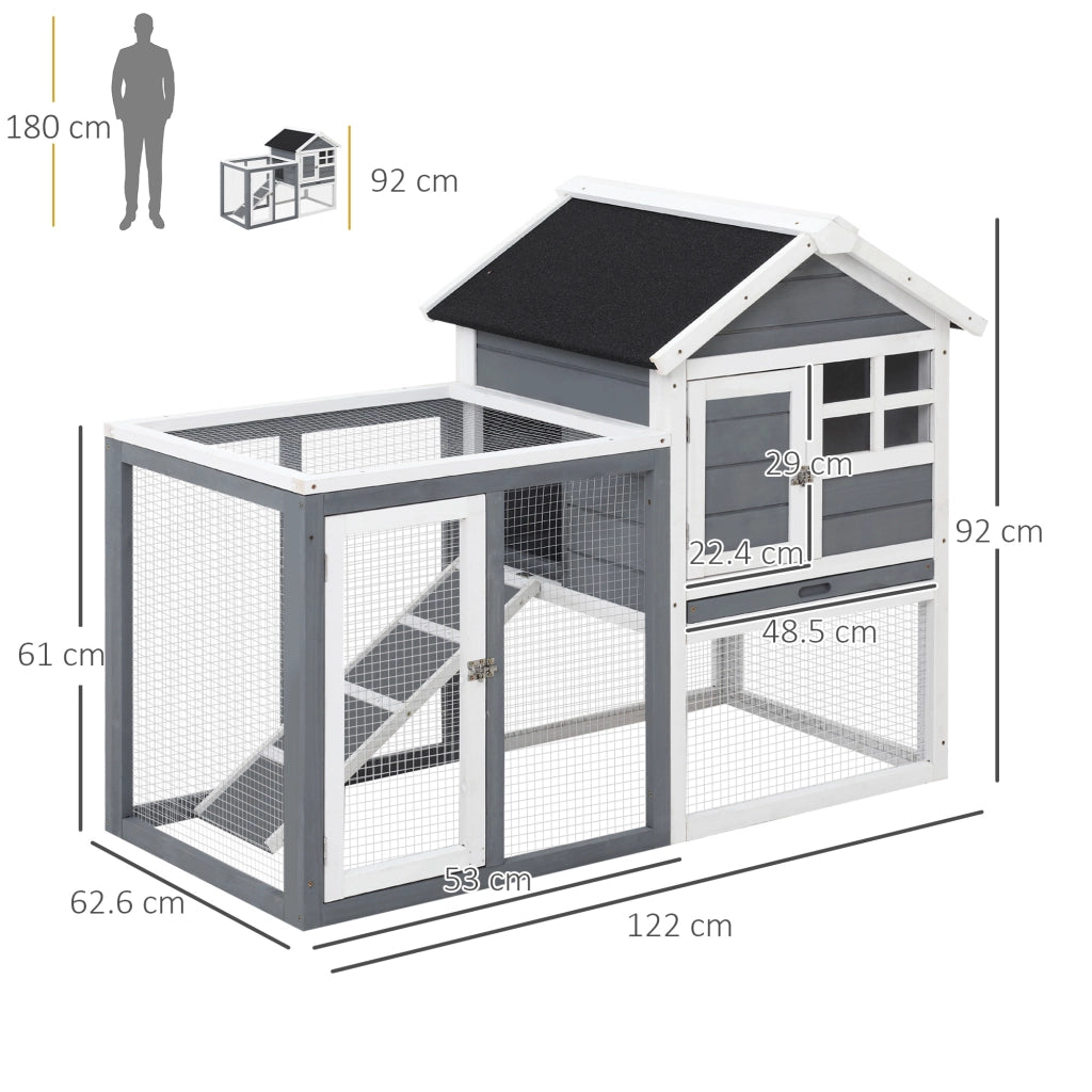 EasyComfort Gabbia per Conigli e Roditori Conigliera da Esterno in Legno Grigio
