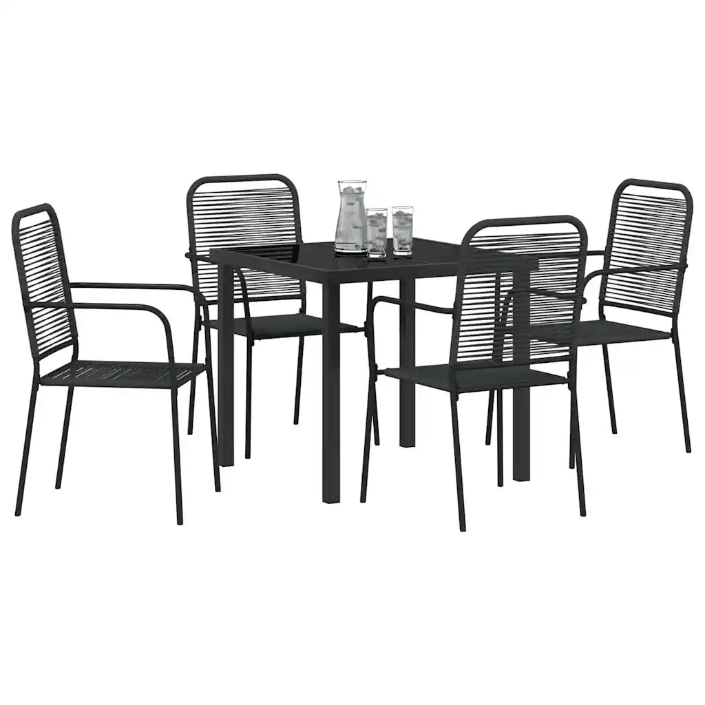 Set da Pranzo per Giardino 5 pcs Nero