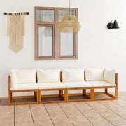 Divano da Giardino a 4 Posti con Cuscino Crema Massello Acacia cod mxl 43030