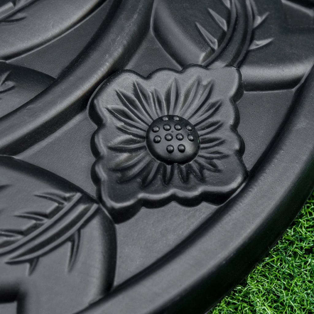 Base per Ombrellone Semicircolare da Giardino ¨C zephmum ¨C Nero HDPE Cemento Metallo ?50x32x32 cm