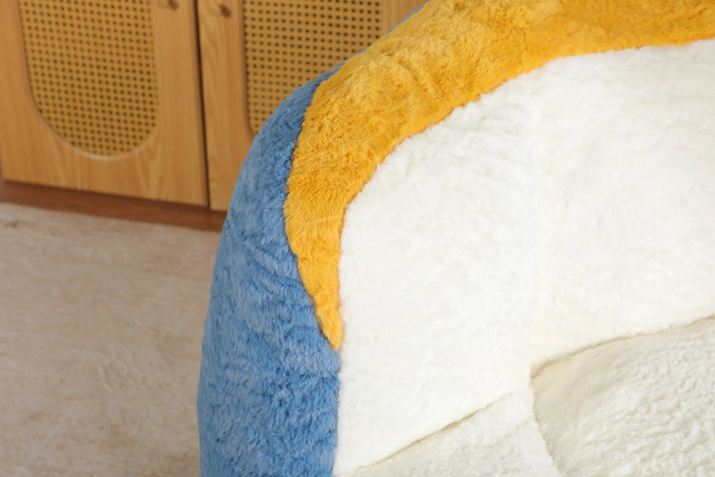 Poltrona Sacco Oversize ¨C Minimal ¨C Blu Bianco Giallo in Pile Sintetico