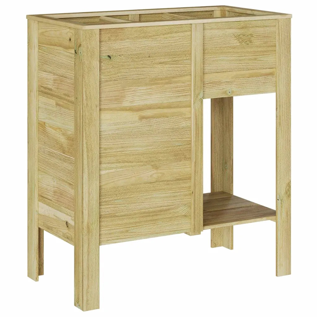 Vaso Alto con lo scaffale-Fioriera da Esterno-Contenitore per Piante Marrone Legno di pino impregnato