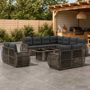 Set Divano da Giardino 12 pz Grigio e Grigio Scuro polyrattan 3437024