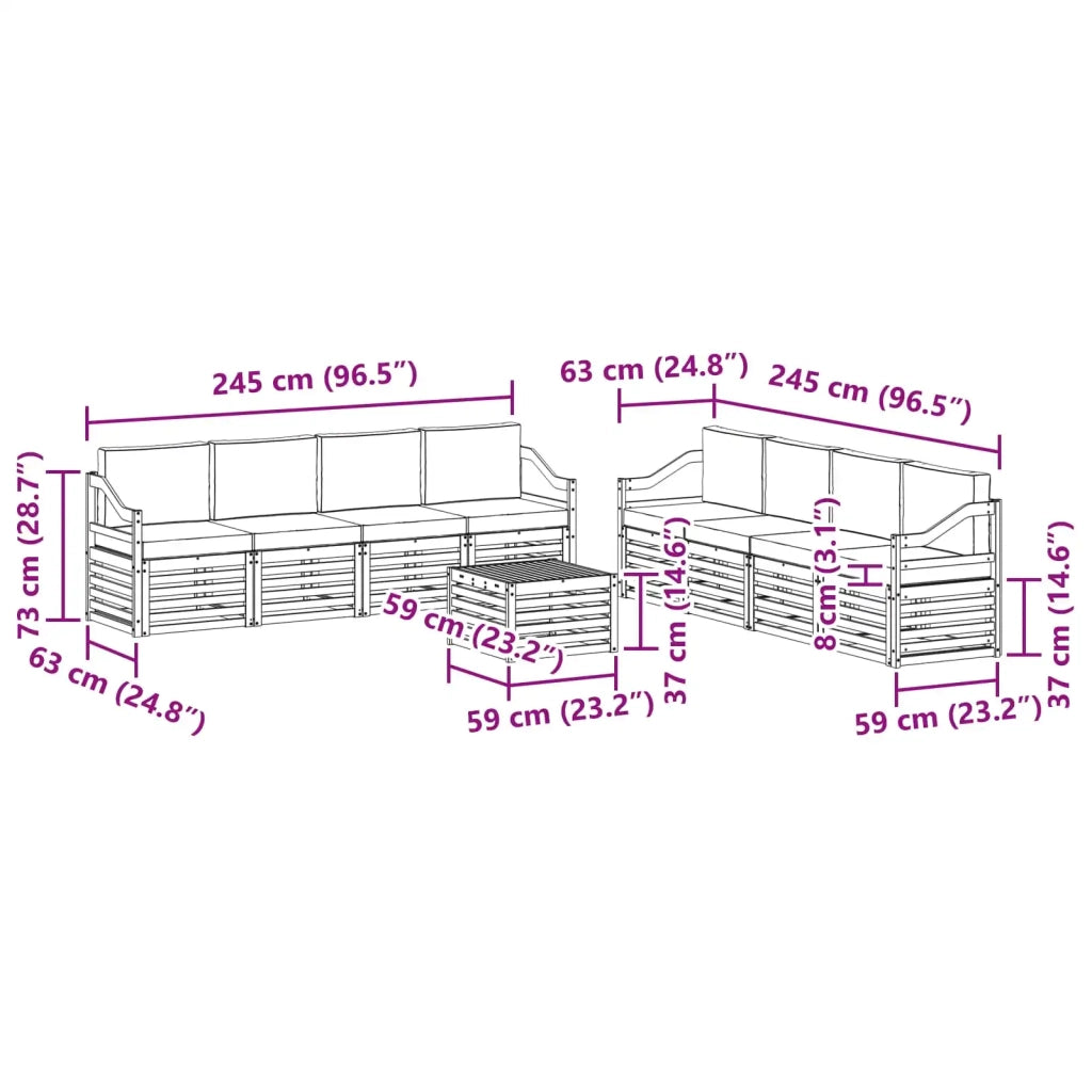 Set divani Legno di Acacia Massello 3391610