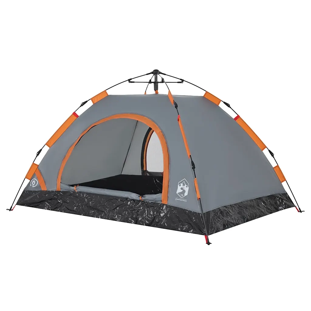 Tenda Campeggio 2 Persone-Tenda per Escursionismo Grigio e Arancione a Rilascio Rapido