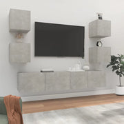 Set di Mobili Porta TV 6 pz Grigio Cemento in Legno Multistrato cod mxl 59928
