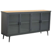 Appendiabiti in metallo e legno con vetro 160x36x80h cm - nero