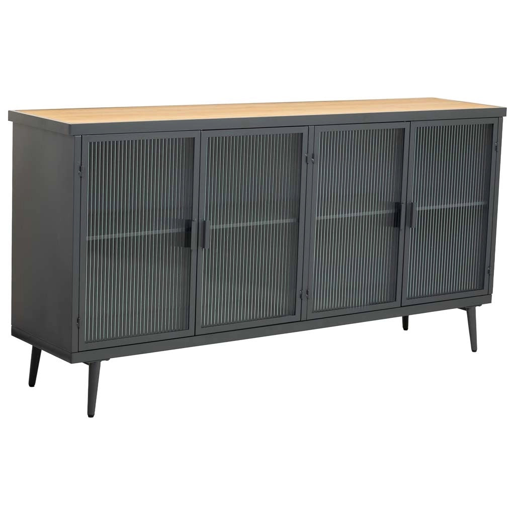 Appendiabiti in metallo e legno con vetro 160x36x80h cm - nero
