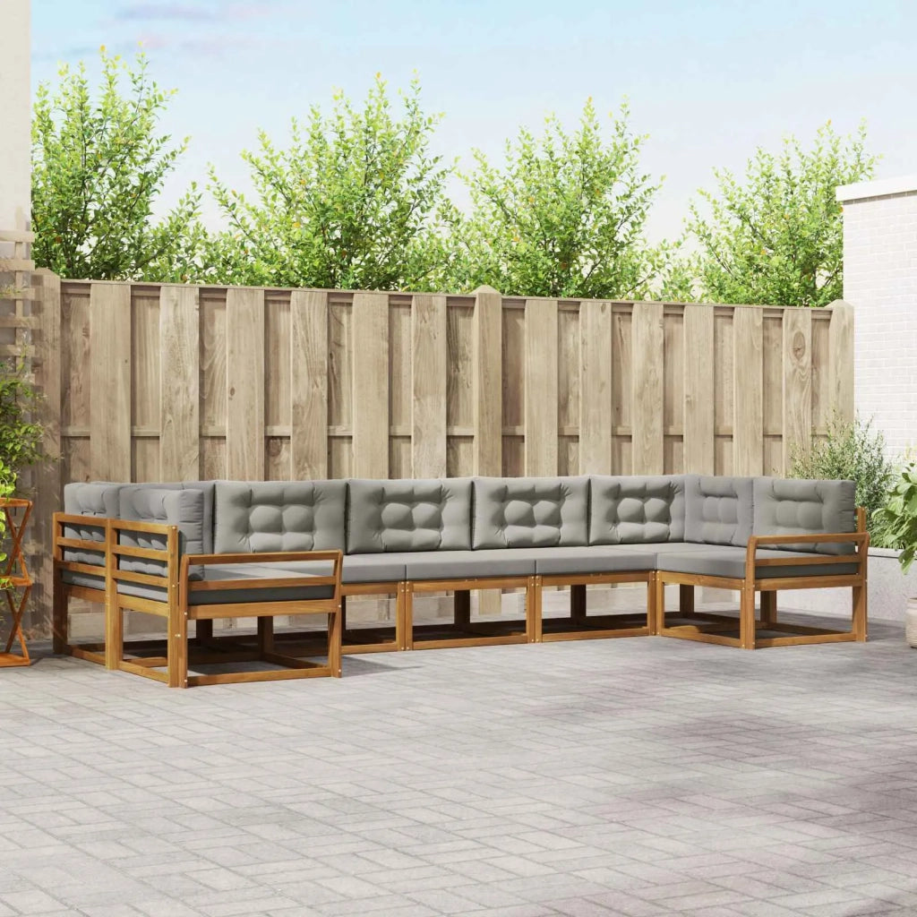 Set di divani da esterno 7 pcs Grigio Naturale e Chiaro