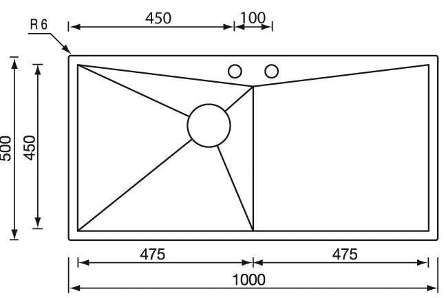 CM space 100 x 50 1V Lavello ad incasso Rettangolare Acciaio inossidabile