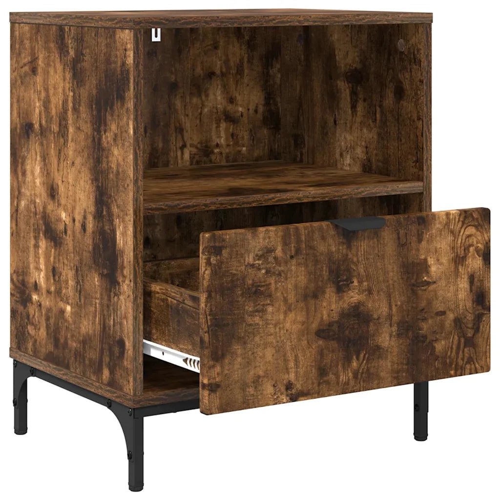 Comodini 2 pz-Set di 2 Tavolino da notte Rovere fumo 49 x 36 x 61 cm Legno multistrato