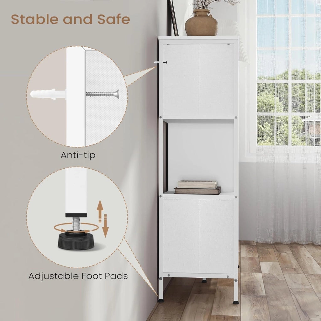 Scaffale per Libri, Scaffale con 4 Cubi Aperti e 5 Cassetti in Tessuto non Tessuto, Unità di Stoccaggio Industriale per Soggiorno/Camera da Letto/Ufficio, Legno Ingegnerizzato, RGB64ws