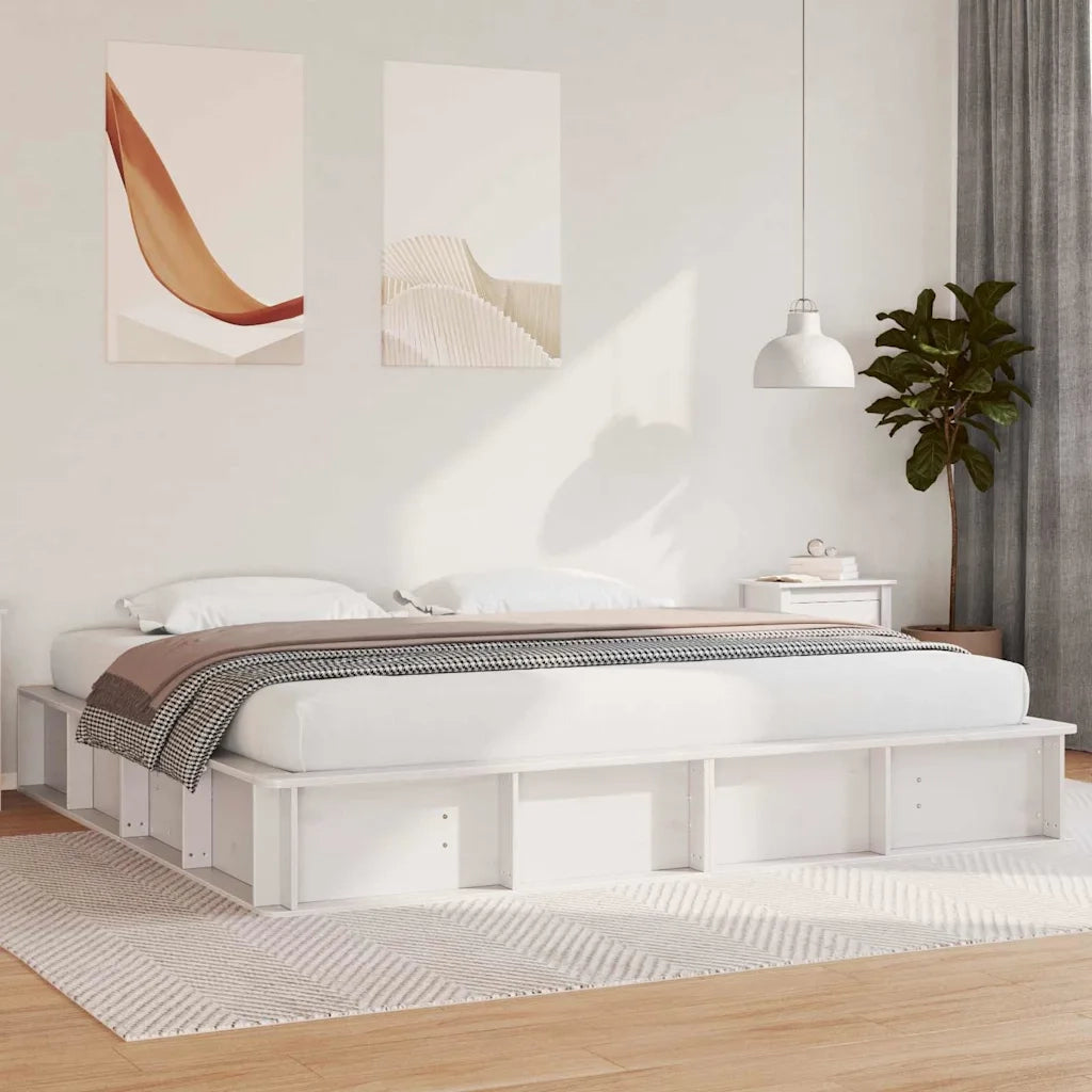 Struttura del letto Bianco 200 x 200 cm Pino massello 3385704