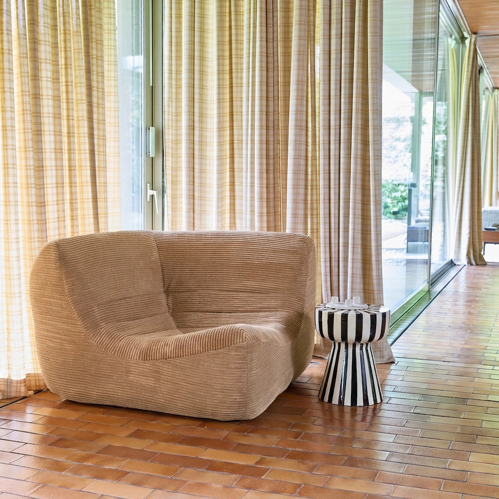 Poltrona angolare in velluto a coste, 1 posto, beige scuro
