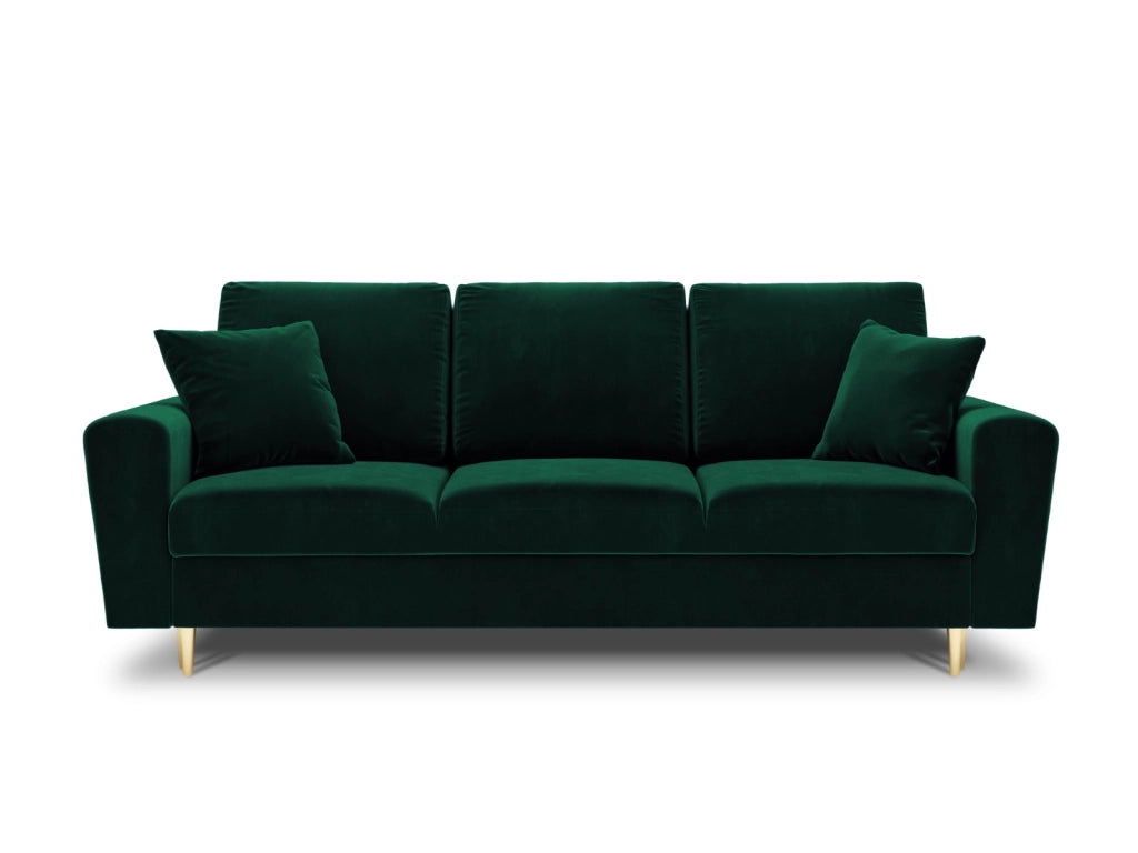 Cosmopolitan Design - Divano convertibile con contenitore "Kyoto" 3 posti in velluto verde bottiglia 