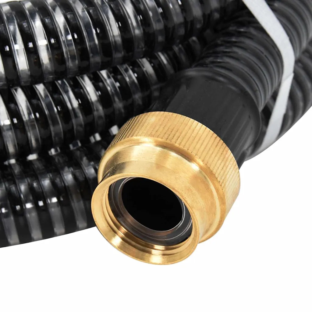 Tubo di Aspirazione con Raccordi in Ottone Nero 1,1" 25 m PVC CFW1284253