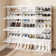 Scaffale per scarpe, in plastica, a inserzione manuale, sistema a cassetti rettangolare, contenitore di archiviazione, armadio, per ingresso, soggiorno, struttura in metallo, trasparente 3 * 8