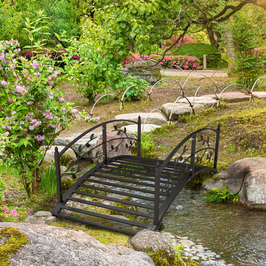 Ponticello da giardino per laghetto ¨C zephmum ¨C nero acciaio 119x67x47 cm
