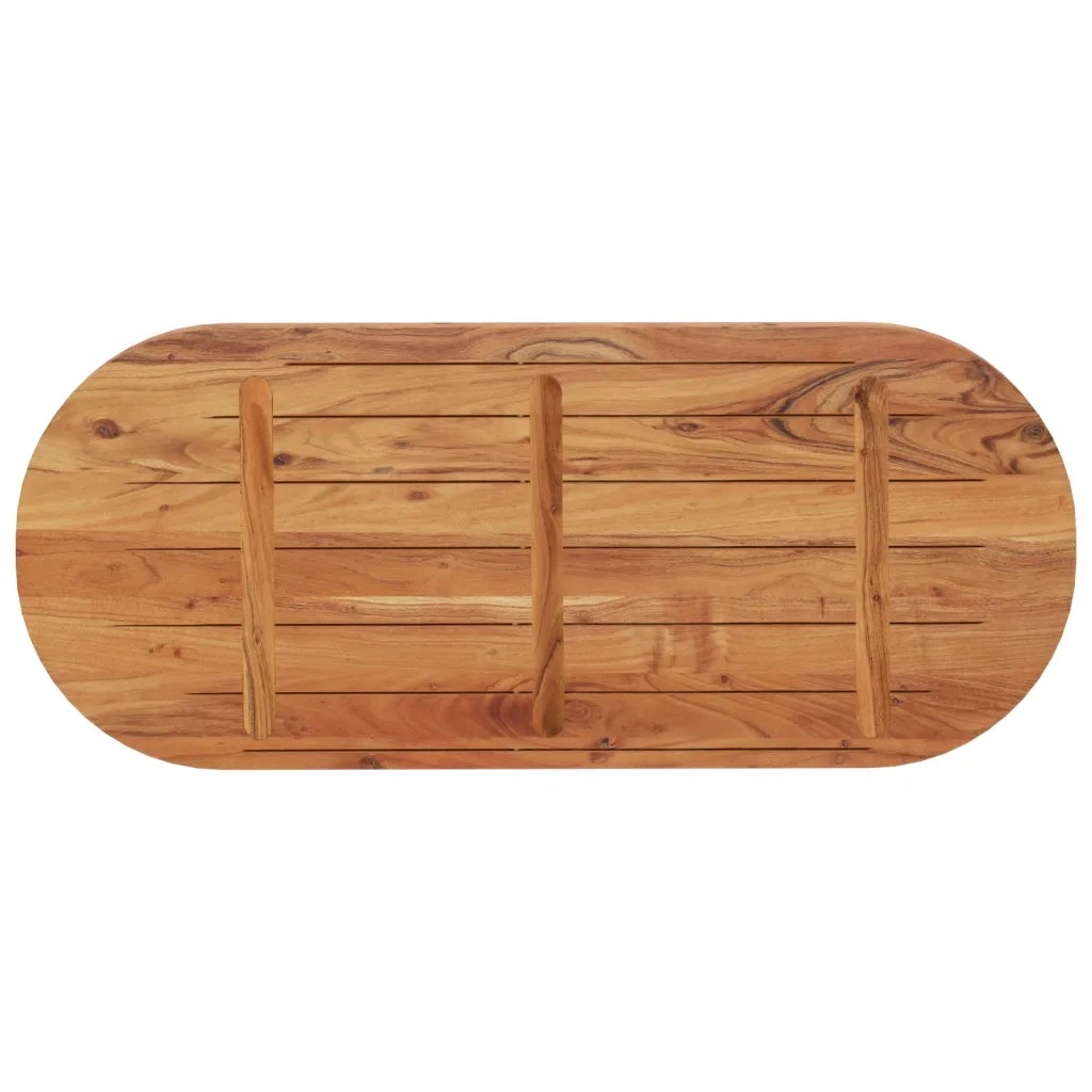 Piano Tavolo 140x60x3,8 cm Ovale in Legno Massello di Acacia 370101