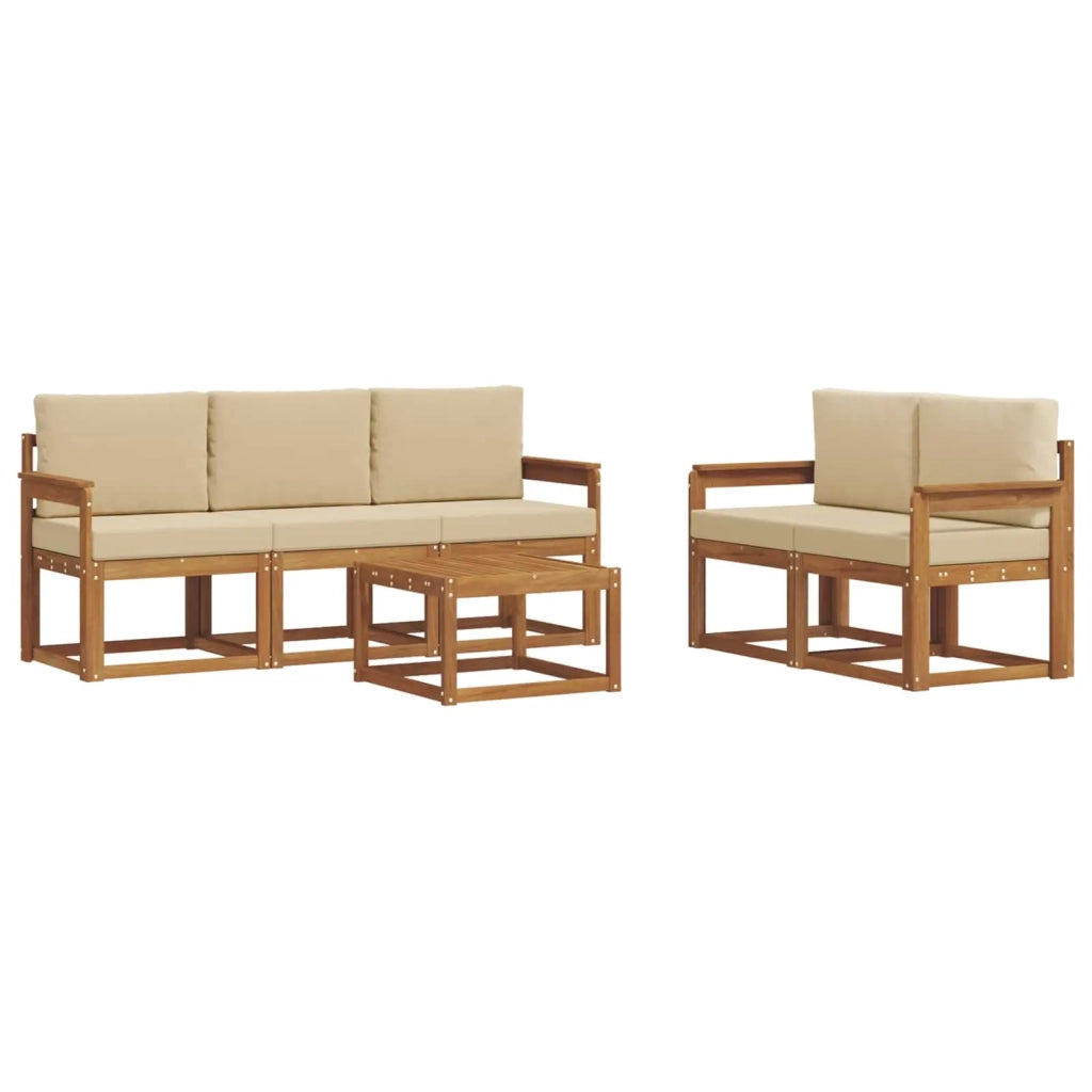 Set di divani da esterno con cuscino 6 pcs Naturale e Beige 3366001