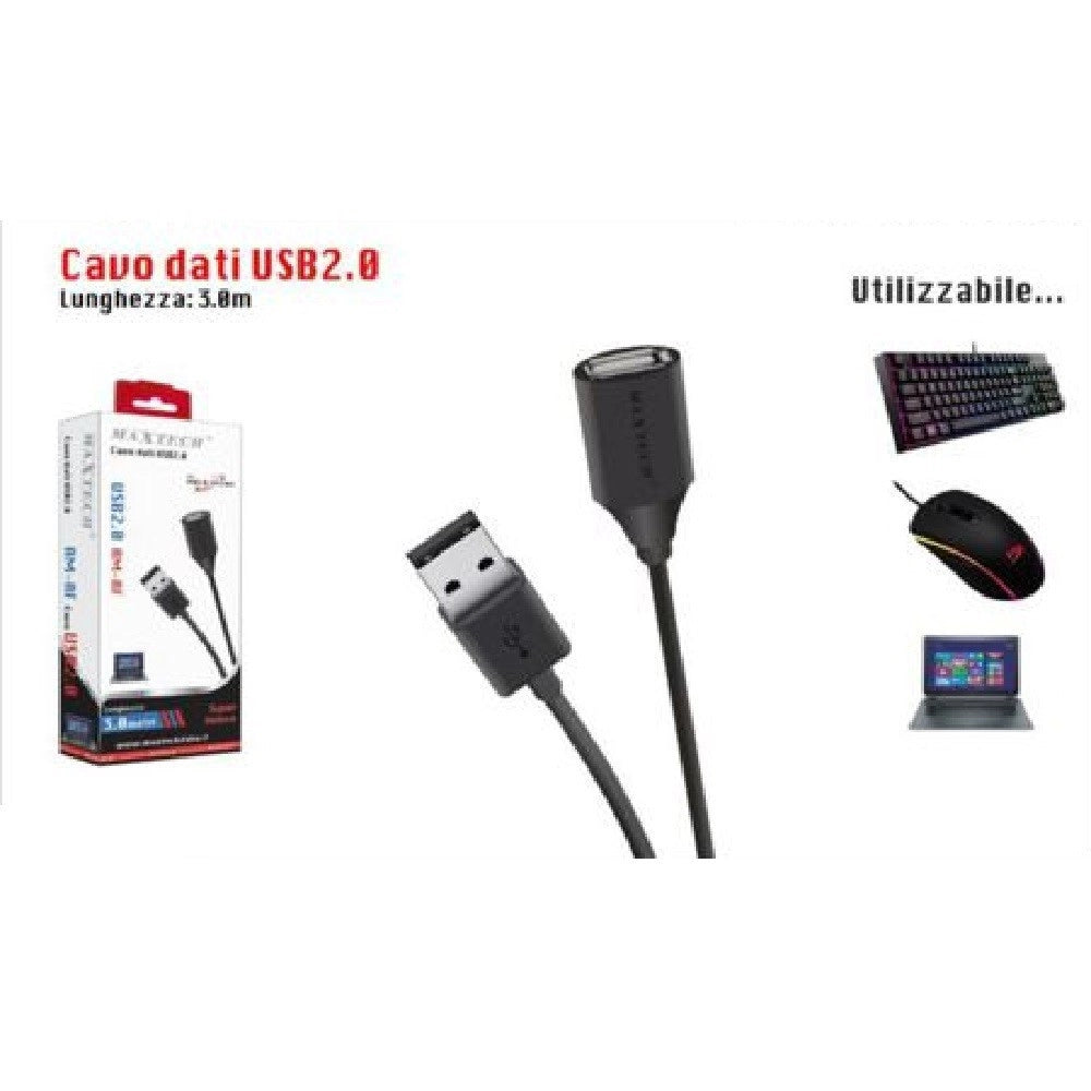 Trade Shop - Cavo Usb 2.0 Femmina A Maschio F/m Per Pc Computer 3 Metri Usb2.0-mf3.0m -