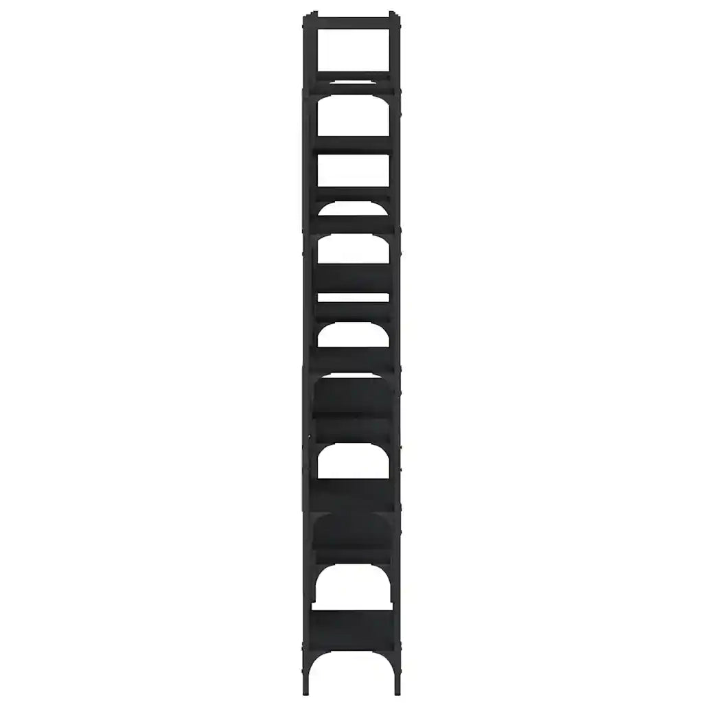 Libreria-Scaffale per Libri-Mobile di Stoccaggio Nera 155,5x24x166,5 cm in Legno Multistrato