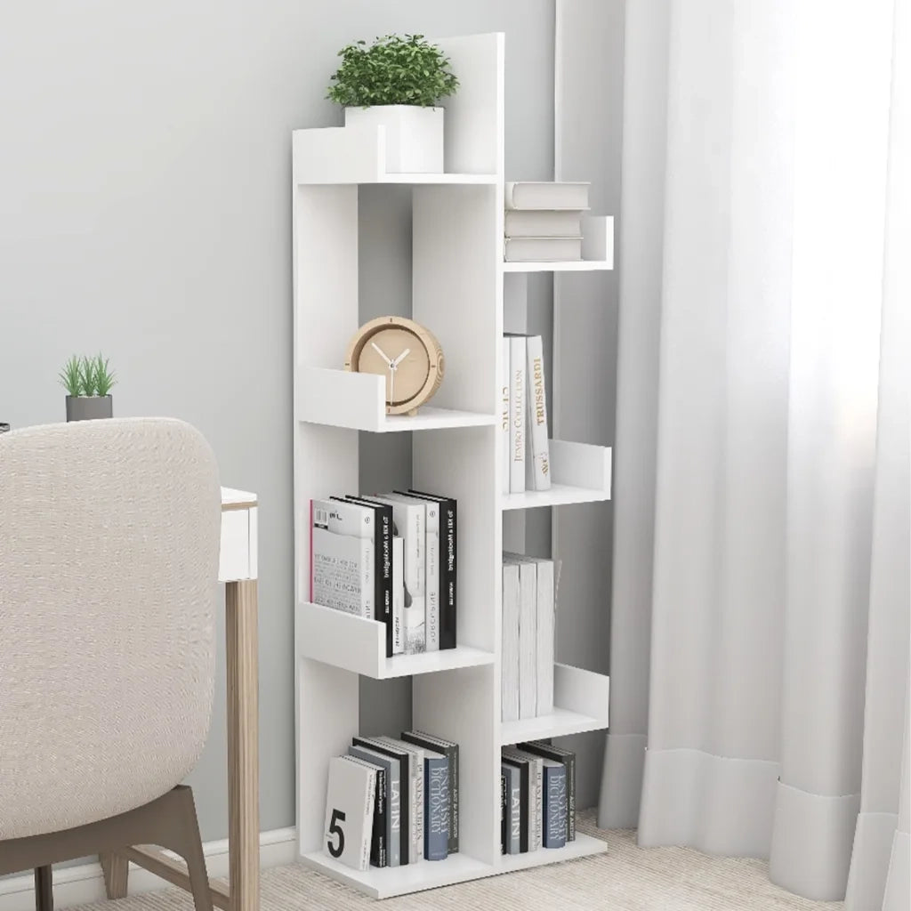 Libreria-Scaffale per Libri-Mobile di Stoccaggio Bianca 48x25,5x140 cm in Truciolato