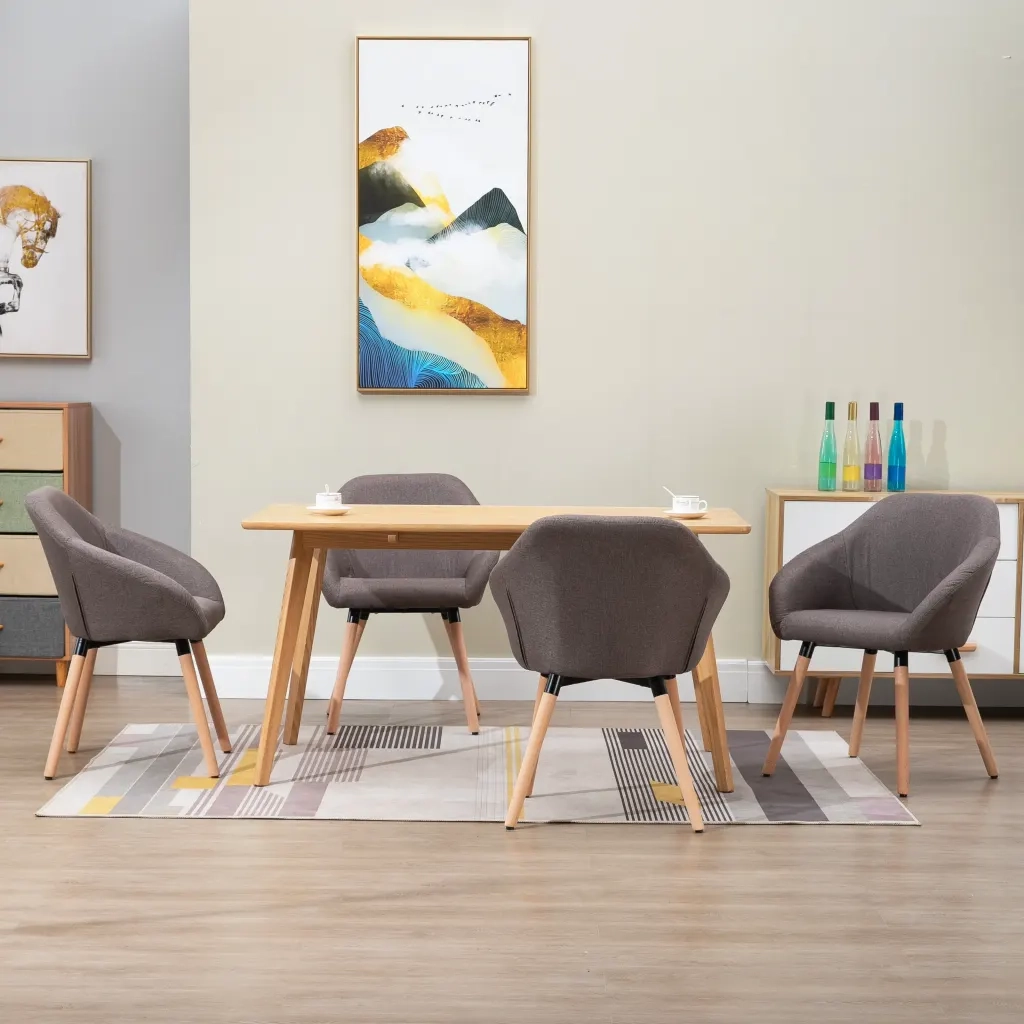 Sedie da Pranzo 4 pz Tortora in Tessuto 278416