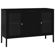 Buffet credenza cassettiera armadio mobile contenitore organizer per cucina soggiorno salotto 105 x 35 x 70 cm acciaio e vetro temperato nero 02_0035836