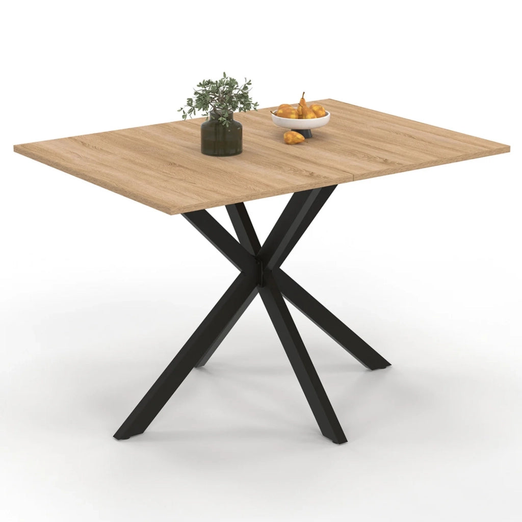 IDMarket - ALIX Mesa de comedor para 4 personas con patas de madera y araña negra 110 cm