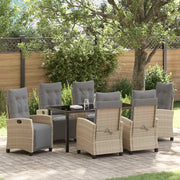 Set da Pranzo per Giardino con cuscino 7 pcs Beige polyrattan 3380453