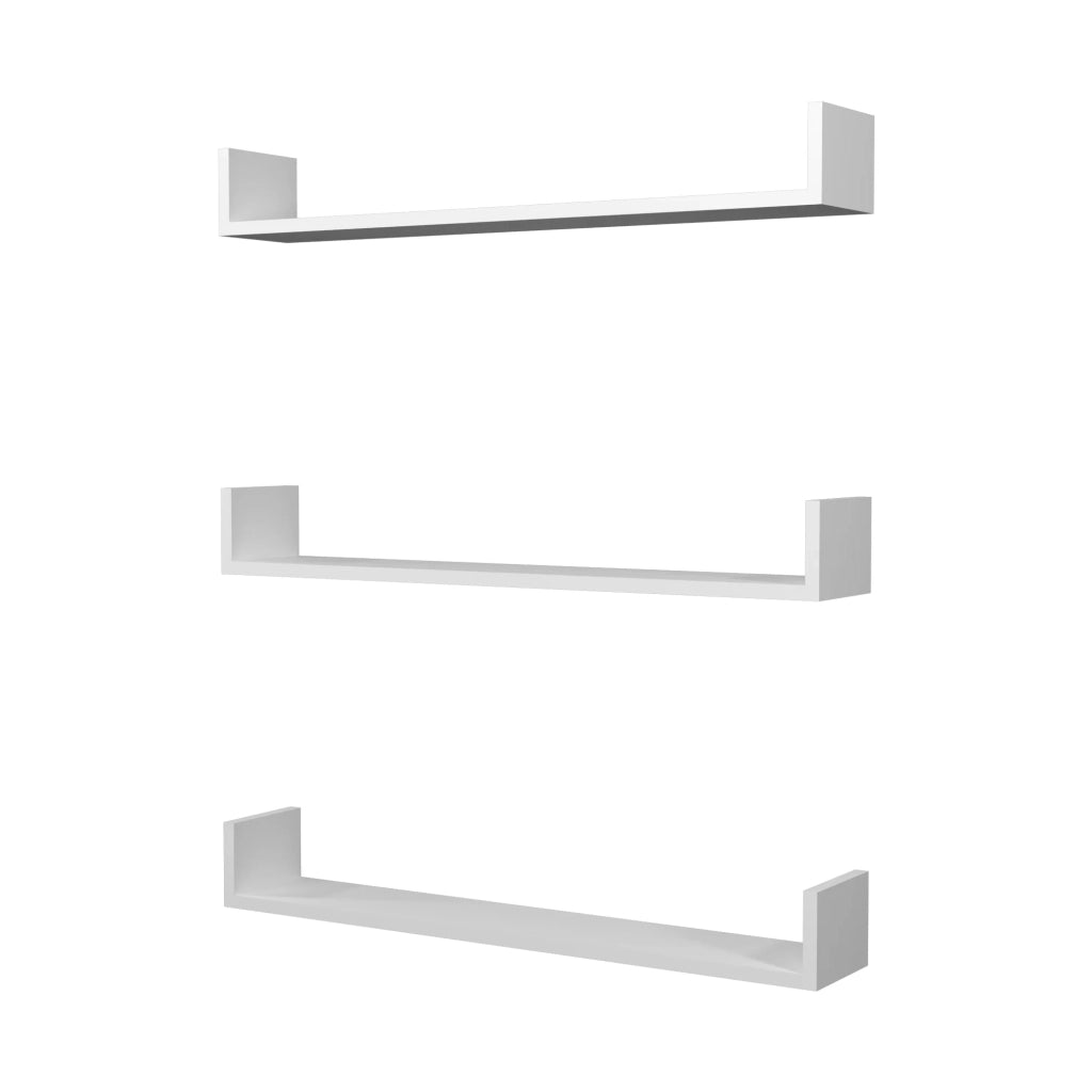 Set di 3 mensole da parete 12 x 90 x 15 cm bianche 03_0007080