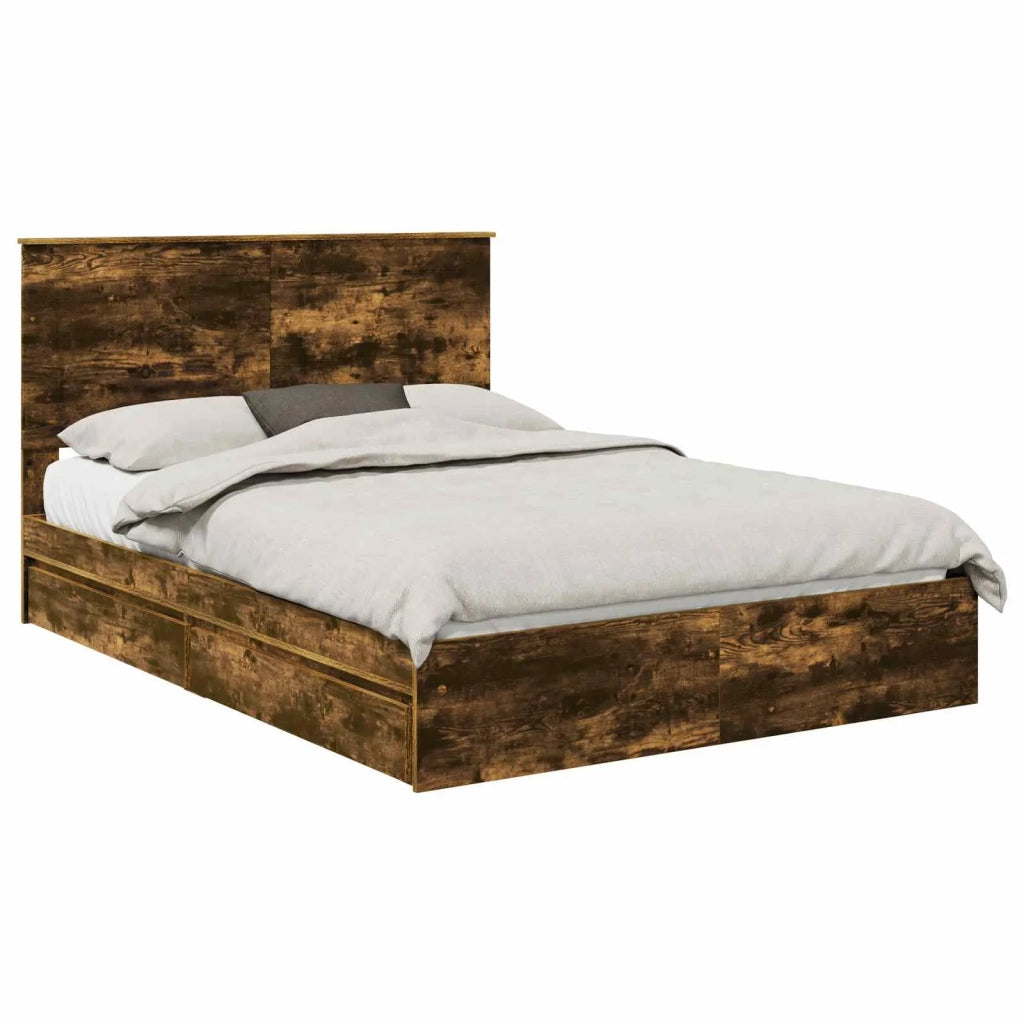 Letto con Contenitore con testiera Rovere fumé 160 x 200 cm