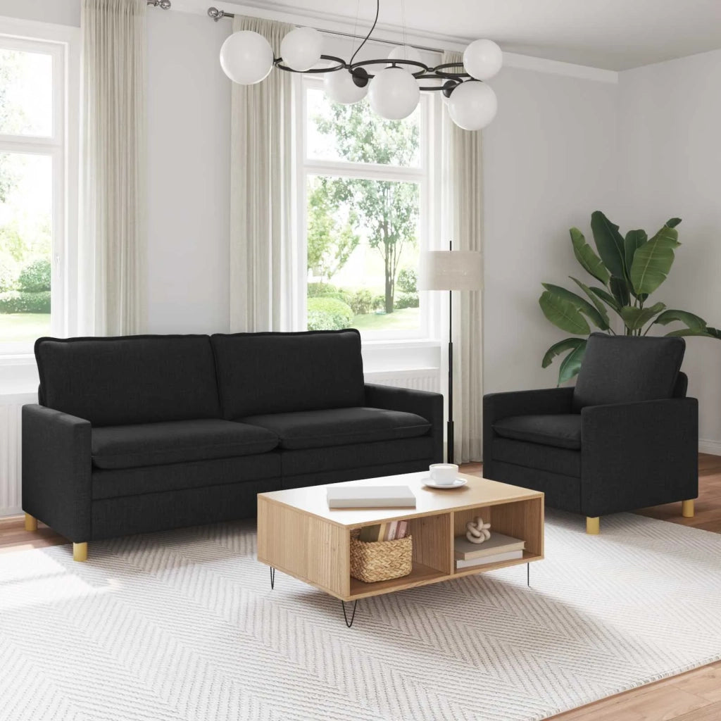 Set di divani 2 pz Nero Tessuto 3417103