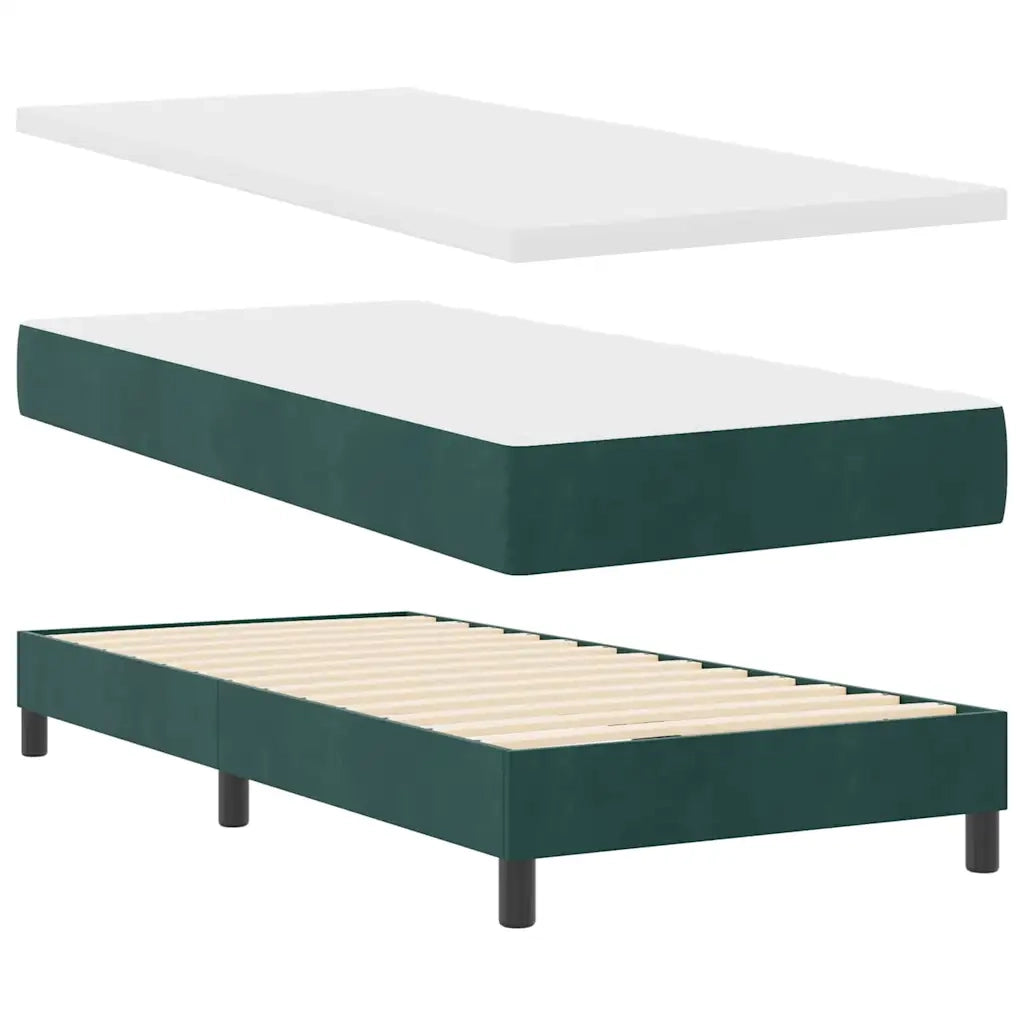 Letto a molle con materasso Verde Scuro 100 x 200 cm Velluto 3339155