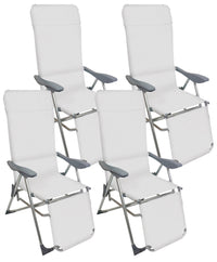 Set 4 Sedie a Sdraio Reclinabili Pieghevoli 59x76x109 cm con Poggiapiedi in Alluminio e Textilene A