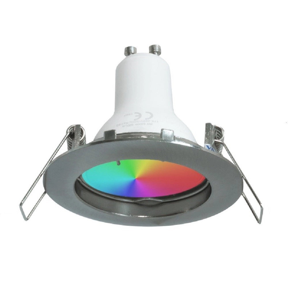 Trade Shop - Faretto Led 6 W Incasso 6cm Tondo Rgb+3000k Rgbw Gu10 Effetti Luce Colorata 230v - Silver