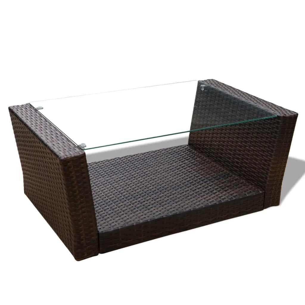 Set Divani da Giardino 4 pz con Cuscini-Sofa da giardino in Polyrattan Marrone 962047