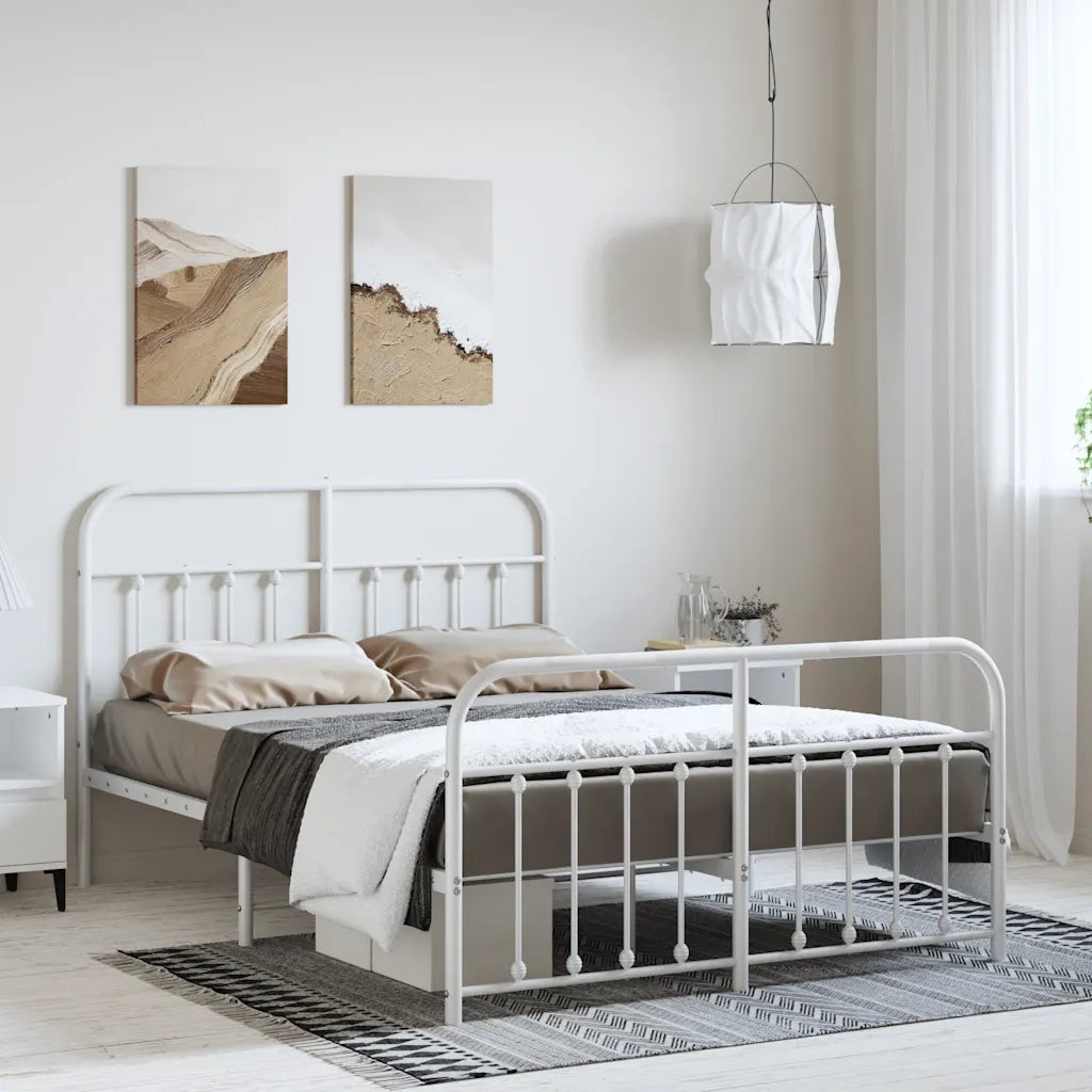 Giroletto con Testiera e Pediera Metallo Bianco 150x200 cmcod mxl 105532