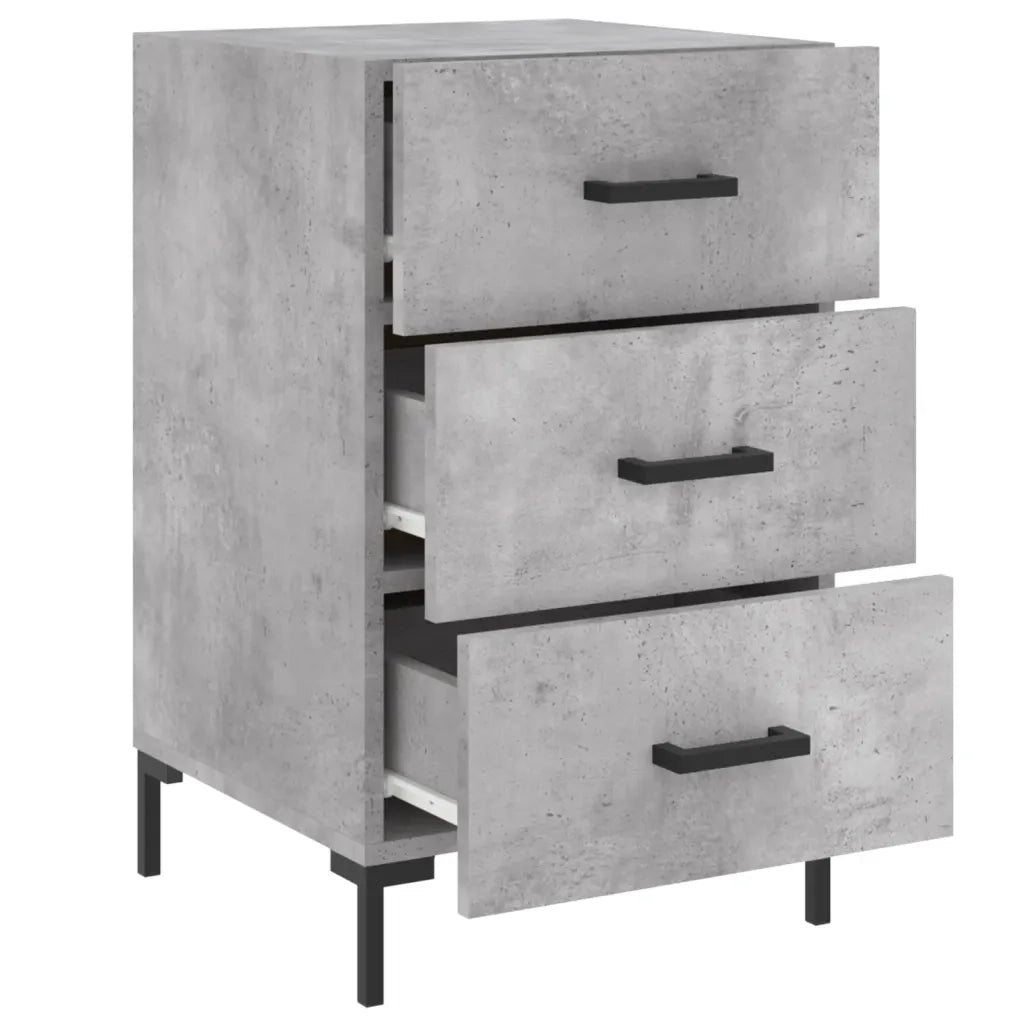 Comodino | Armadio da Notte | Mobiletto da notte Grigio Cemento 40x40x66 cm in Legno Multistrato
