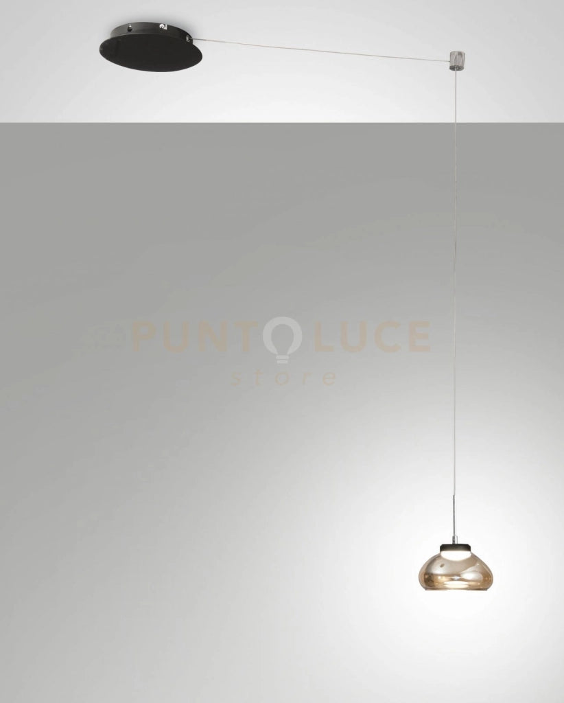 ARABELLA SOSPENSIONE AMBRA 1 LUCE A LED 3000K - 8W - 750 lm, SPOSTABILE D.14CM SMART C/ACCESS.