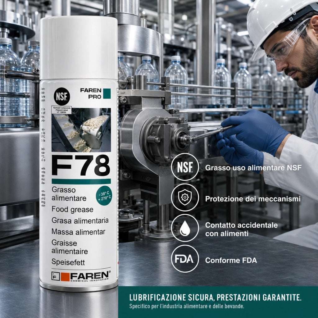 Faren f78 grasso spray alimentare fda atossico antiossidante 400 ml 6 pezzi