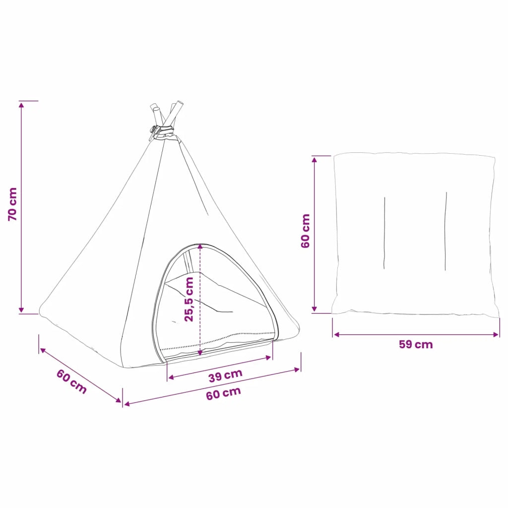 Tenda per animali con cuscino Bianco e Grigio 60 x 60 x 70 cm 42020257