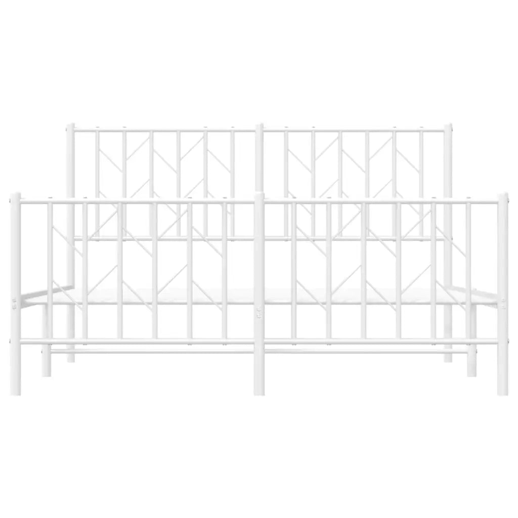 Giroletto con Testiera e Pediera-Struttura Letto Metallo Bianco 135x190 cm 531040