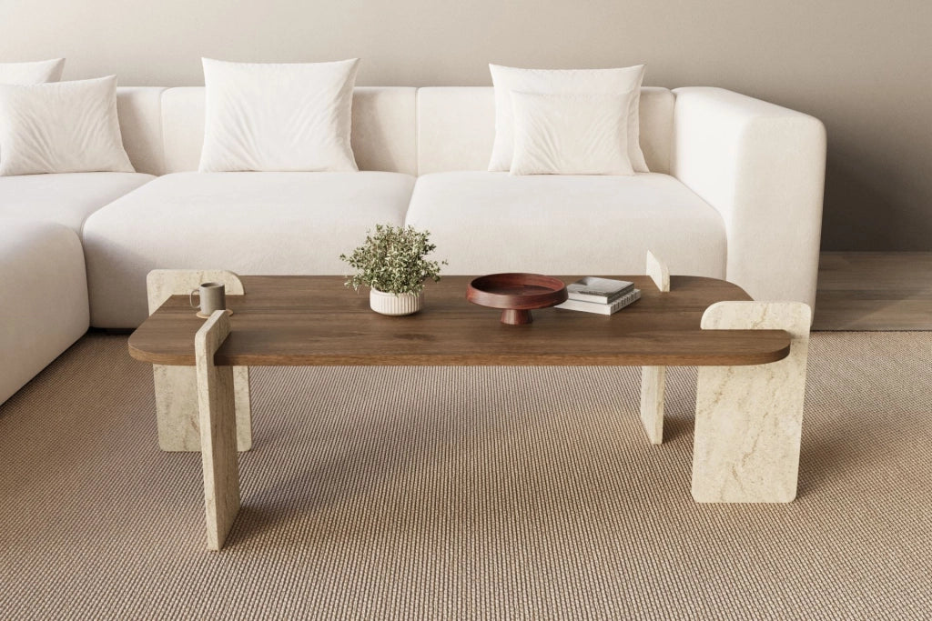 Tavolino in legno "Leapiri" - 120 x 60 x 35 cm - Marrone