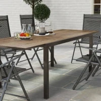 Tavolo da Giardino Allungabile da 160-240 cm per 6-8 Persone Rettangolare in Acciaio e Alluminio, Effetto Legno