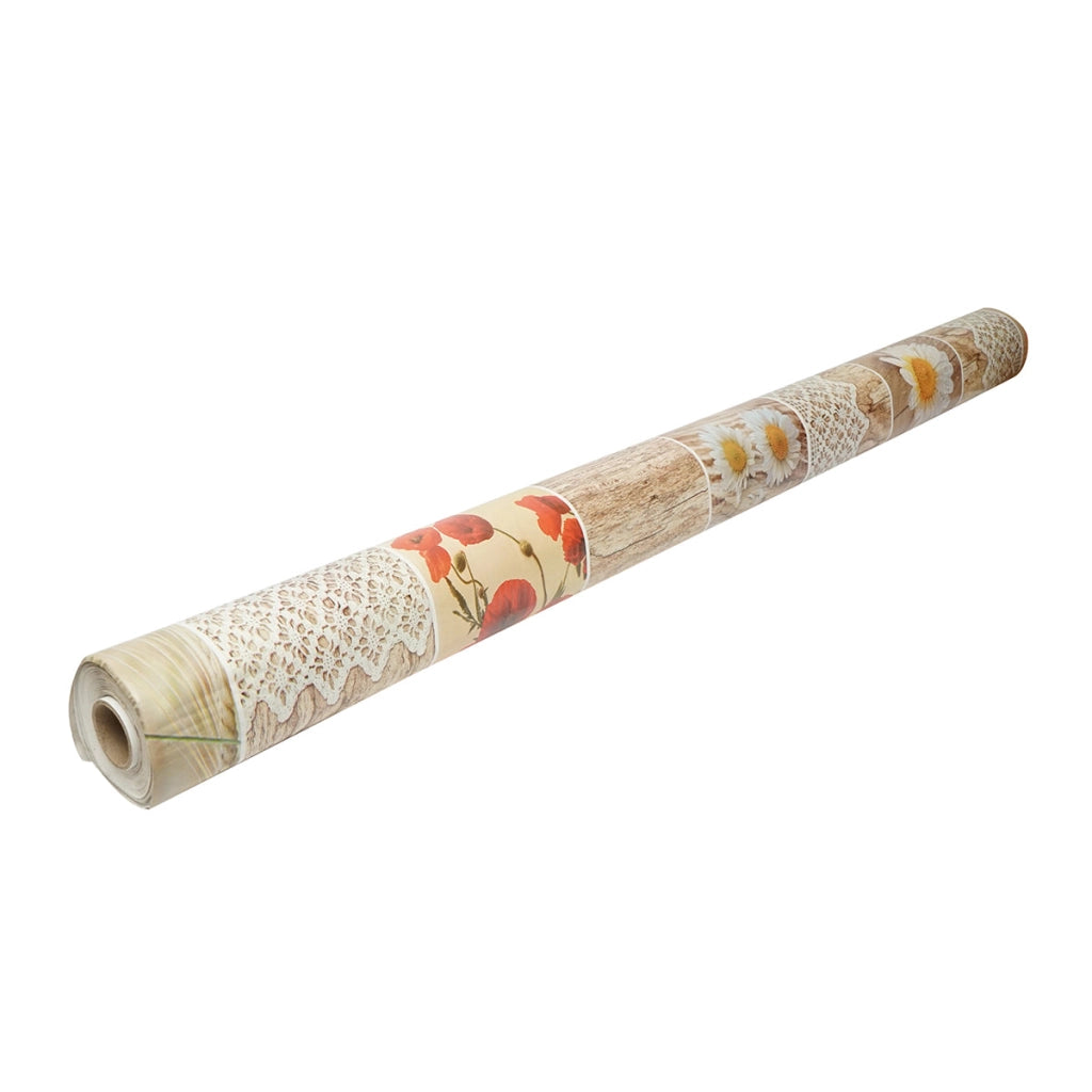 Rotolo tovaglia decorativa in PVC – modello floreale rustico Materiale: PVC con supporto tessile (45 g/m²)  Dimensioni rotolo: 1,37 × 20 m Breckner Germany