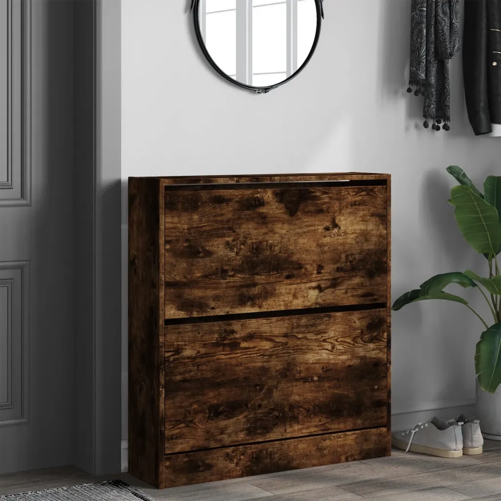 Scarpiera | Mobile per scarpe Rovere Fumo 80x21x87,5 cm in Legno Multistrato
